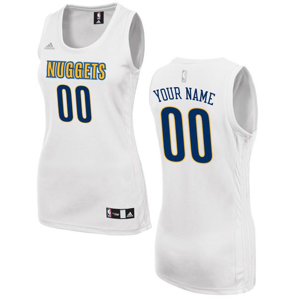 Women Denver Nuggets Adidas White Custom Fashion NBA Jersey